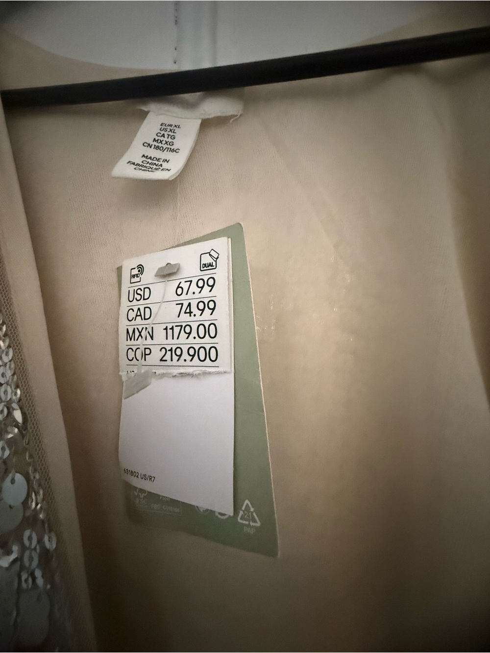 NWT H&M Sequin Wrap Dress in Champagne Gold/ Silver - Picture 5 of 8